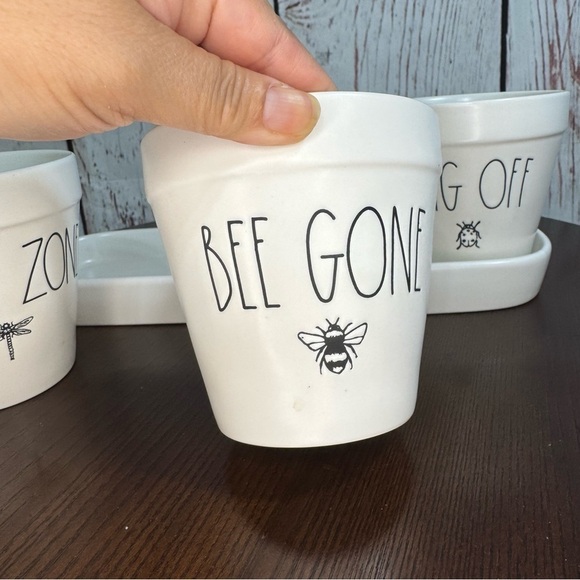 RAE DUN 4 piece set ceramics planters 3 planters and a tray perfect for herbs - Picture 4 of 16